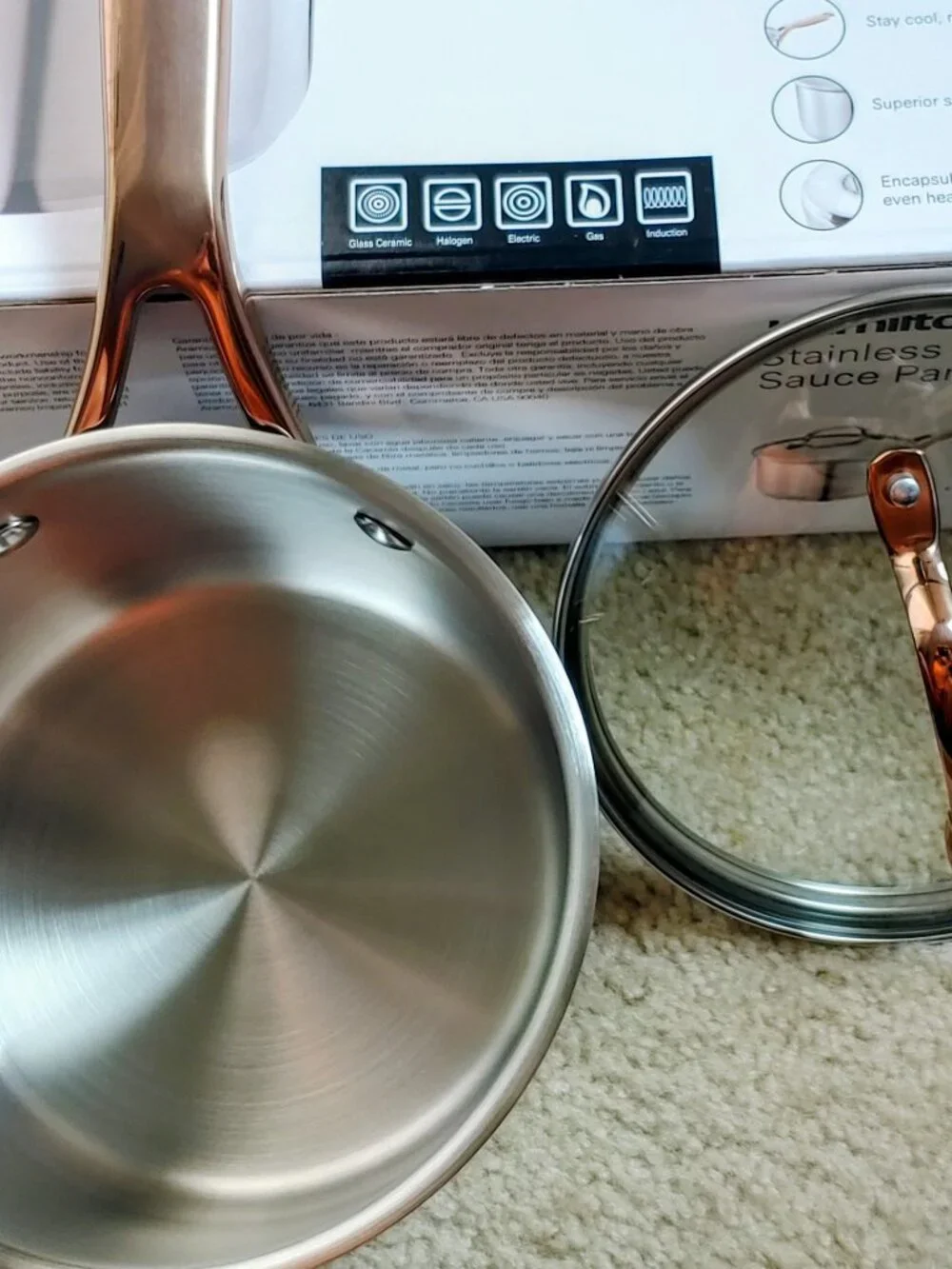 Hamilton Beach Stainless Steel 2-Quart Saucepan with PVD Rose Handle